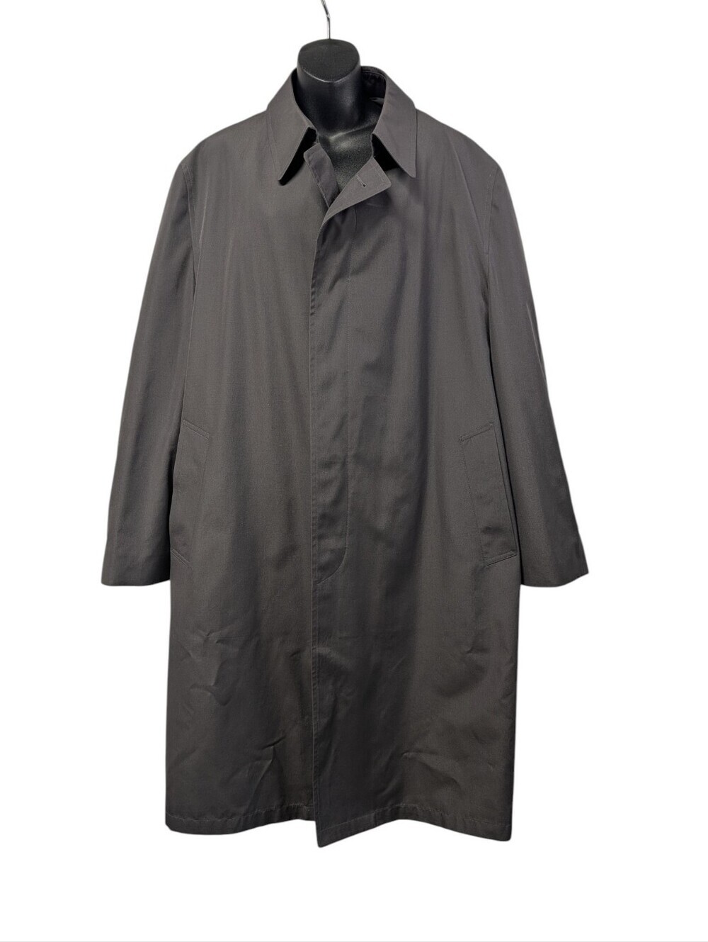 Hart Schaffner & Marx Men's Charcoal Raincoat 46R Removable Liner Trench Coat